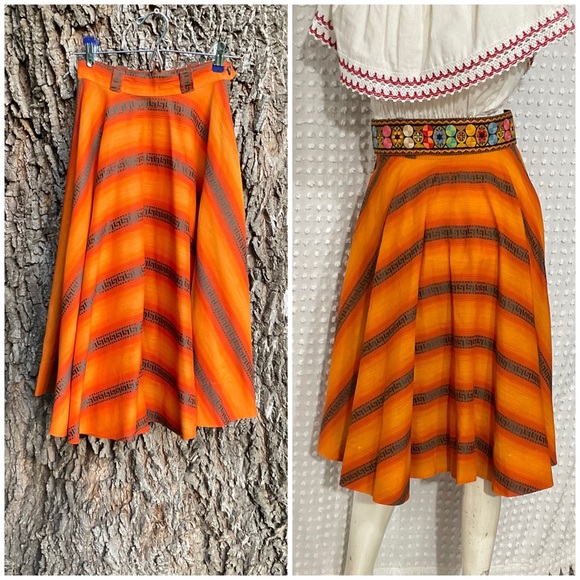 Vintage Dresses & Skirts - Vintage Serape Full Circle Skirt Size Small